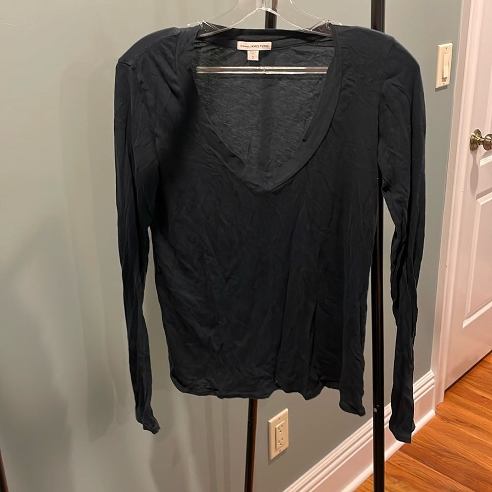 James Perse navy long sleeve v neck